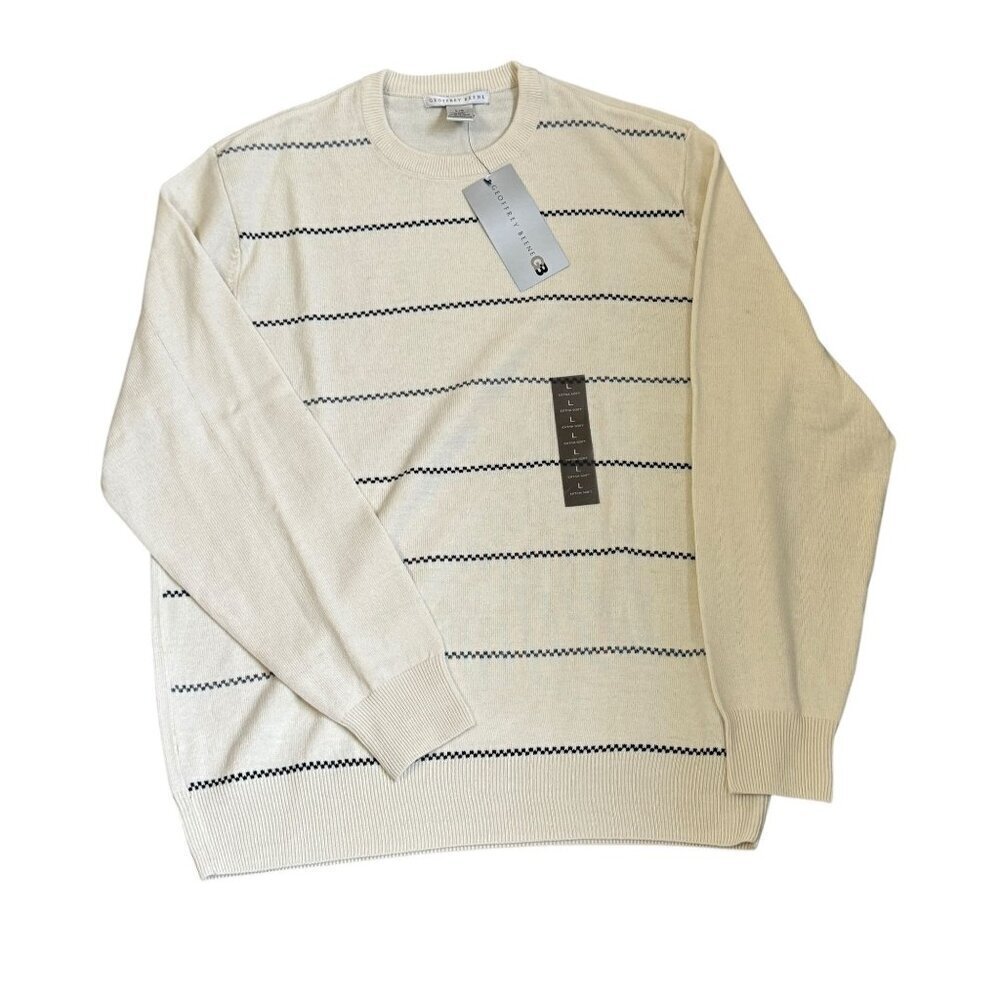 Geoffrey Beene Men's Soft Touch Sweater, Size L, White, Crew Neck, PulloverPlus